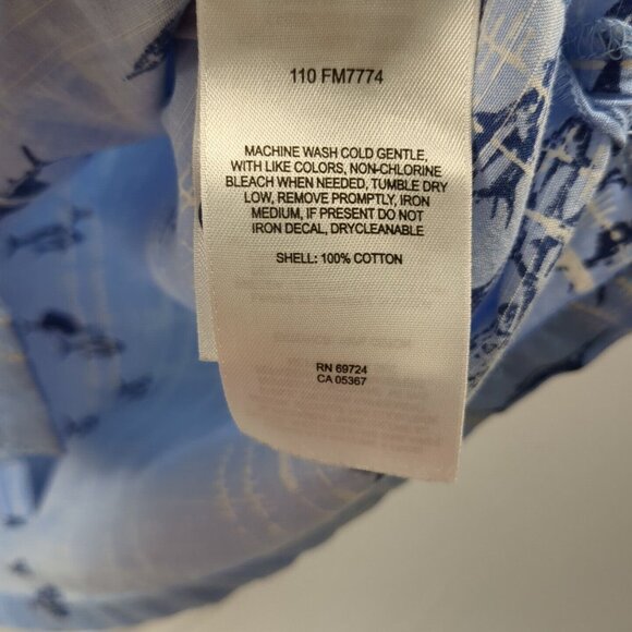 Columbia Mens PFG Shirt L Blue Button Up Fishing Short Sleeve Marlin Tuna Fish - Picture 9 of 13